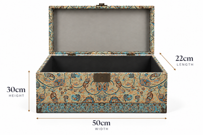 Niloufar Azure Termeh Keepsake Storage Box - (30x50x22cm)