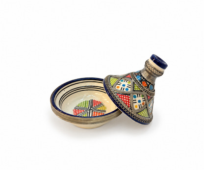 Moroccan Mini Tagine Decorative Ceramic Dish with Brass Lid - M157