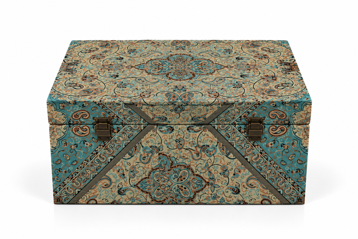 Niloufar Azure Termeh Keepsake Storage Box - (30x50x22cm)