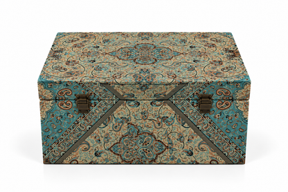 Niloufar Azure Termeh Keepsake Storage Box - (30x50x22cm)