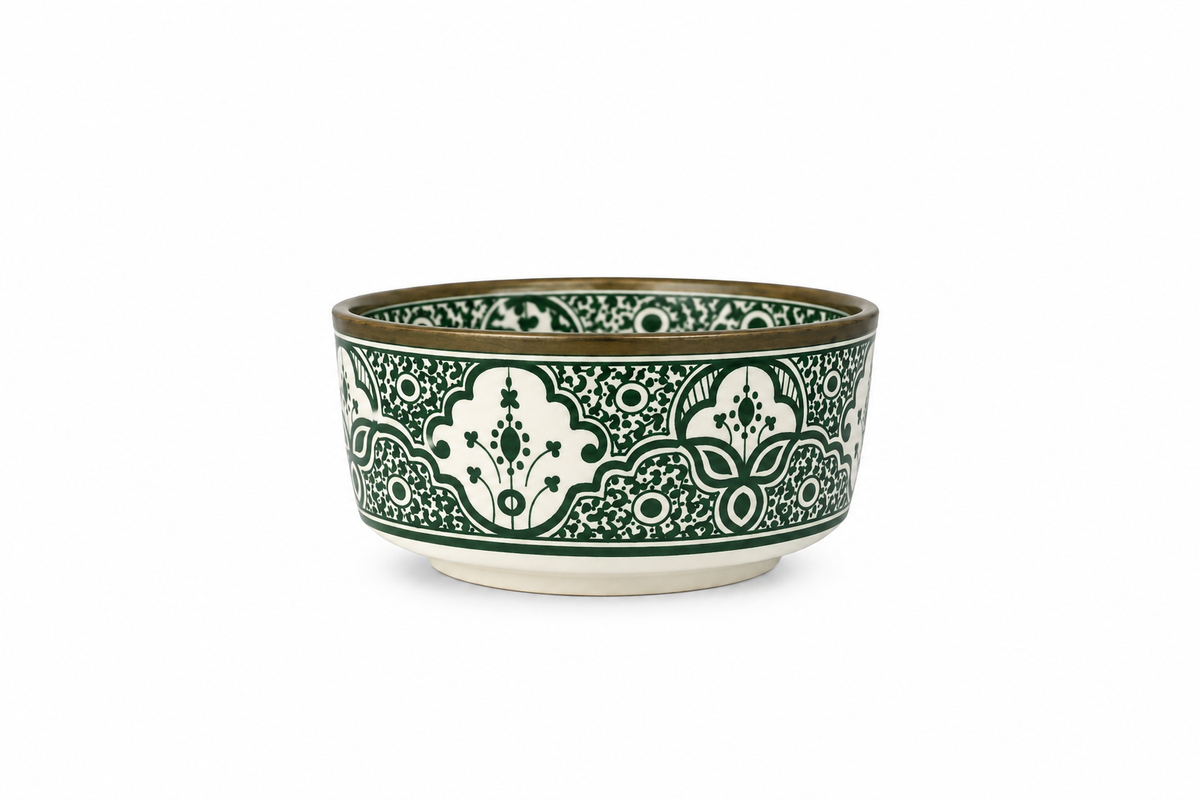 Emerald Medina Artisan Moroccan Copper-Rim Basin - M41