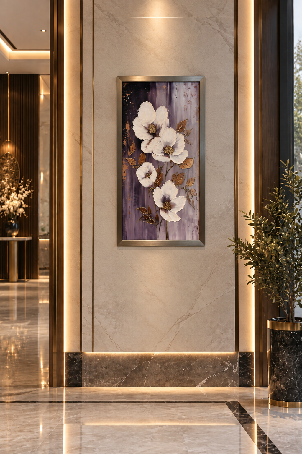 Violetta Fleur Royale Decorative Wall Art Frame - (55x95cm)