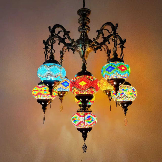 TURKISH MOSAIC GLASS CHANDELIER