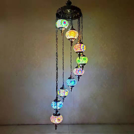 Turkish Mosaic Glass Ceiling Lamps - Spiral Design