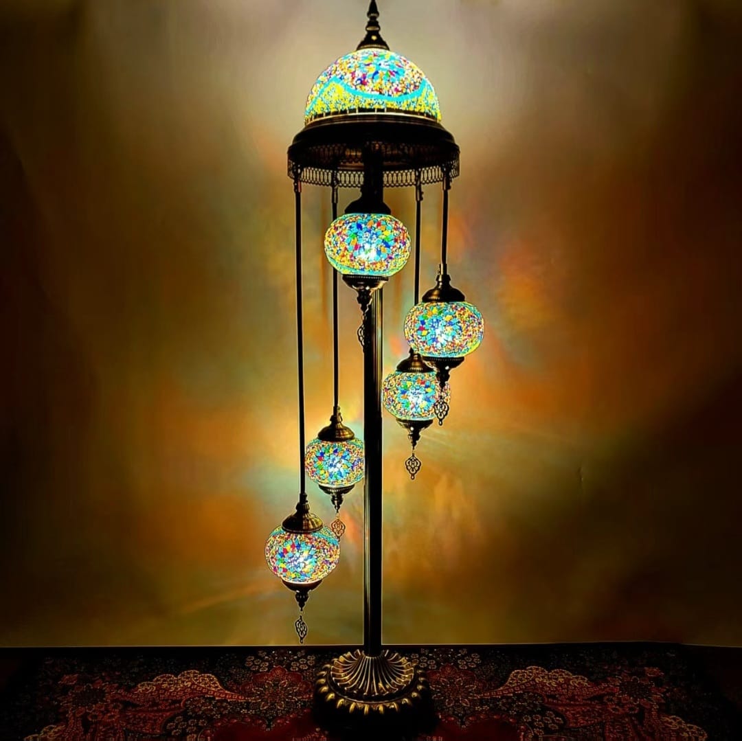 Turkish Mosaic Glass Floor Lamp - 1923-5F