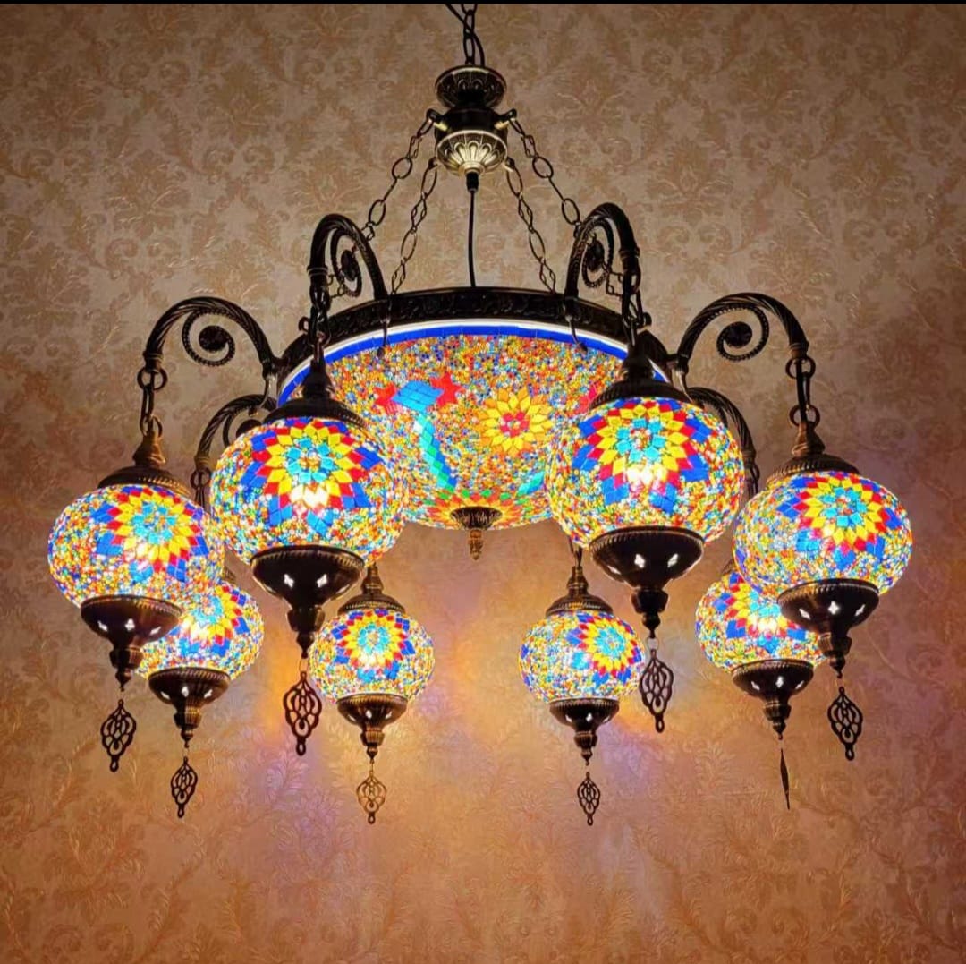 Topkapi Palace Turkish Mosaic Glass Chandelier - 6781-