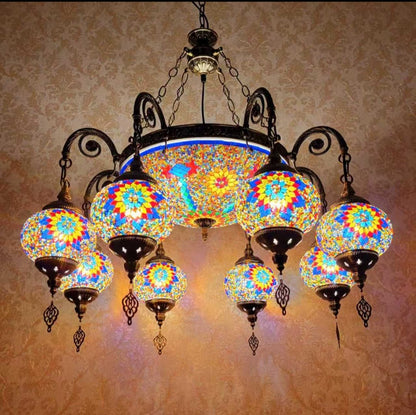 Topkapi Palace Turkish Mosaic Glass Chandelier - 6781-