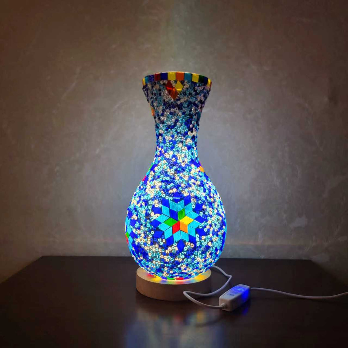 Celestial Bloom Turkish Mosaic Bedside Lamp -1011-
