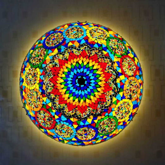 Anatolian Garden Turkish Mosaic Glass Ceiling Lamp - 6640