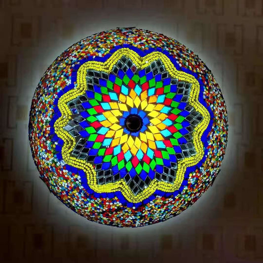 Kaleidoscope Starburst Turkish Mosaic Glass Ceiling Lamp - 6640
