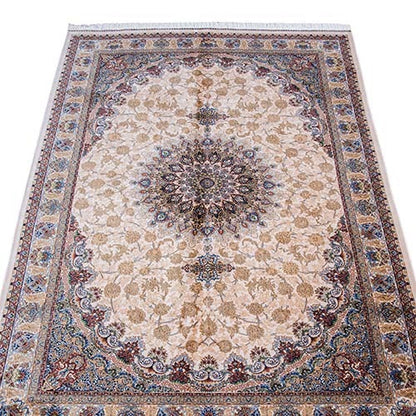 Qum Ivory Garden Persian Silk Carpet (160*230) - SB820
