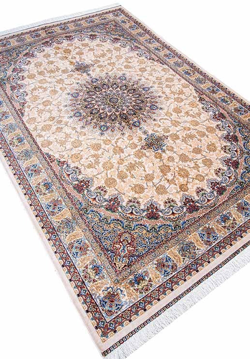 Qum Ivory Garden Persian Silk Carpet (160*230) - SB820