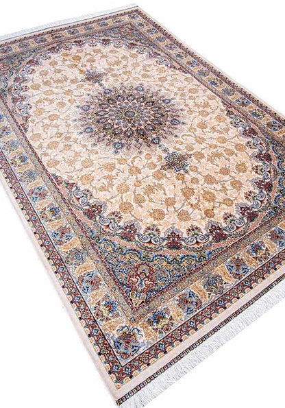 Qum Ivory Garden Persian Silk Carpet (160*230) - SB820