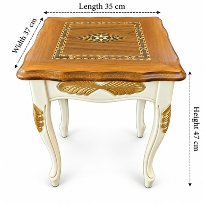 Anatolian Ivory Hand-Carved Beechwood Nesting Table Set 4in1