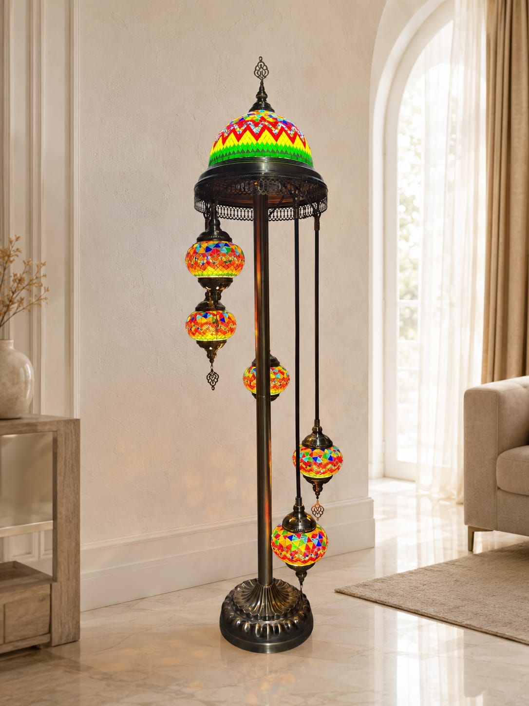 Turkish Mosaic Glass Floor Lamp - 1923-5F
