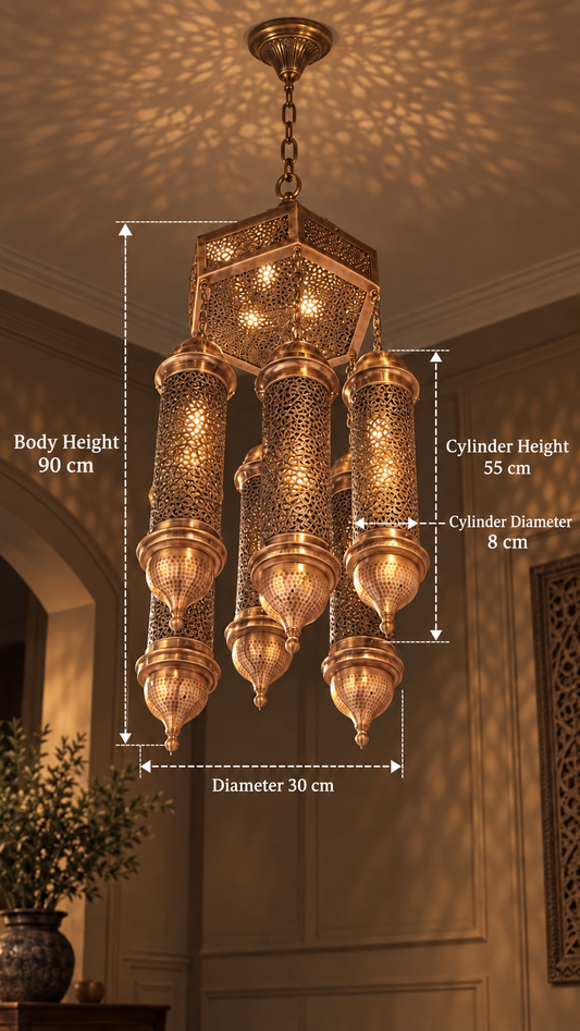 Ottoman Imperial Laser-Cut Brass Chandelier