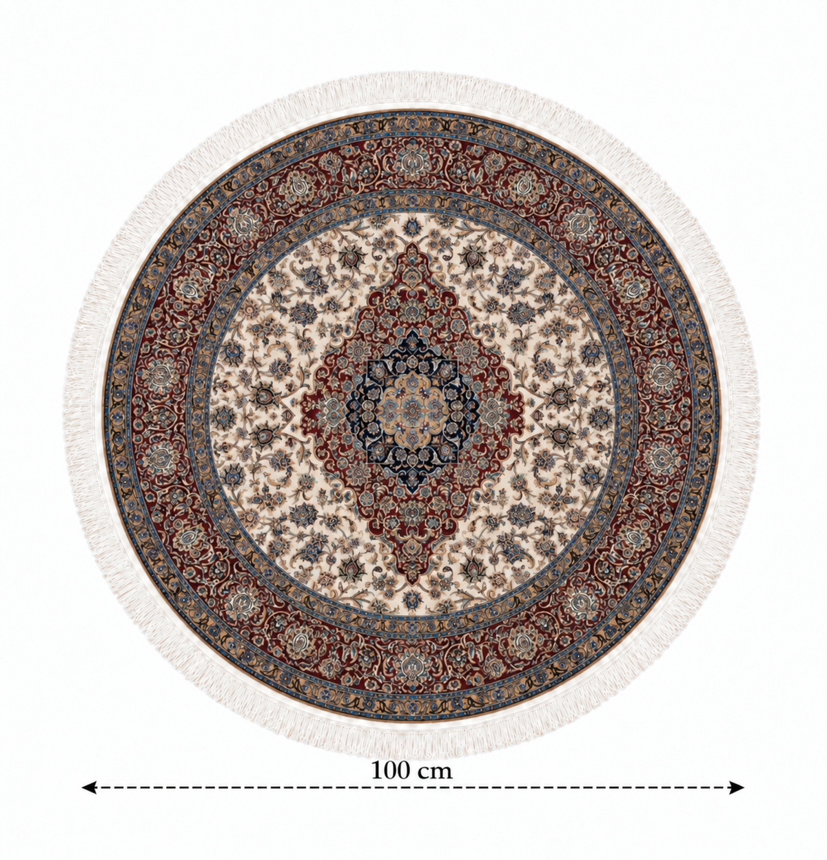 Royal Isfahan Medallion Round Silk Carpet 100cm Diameter