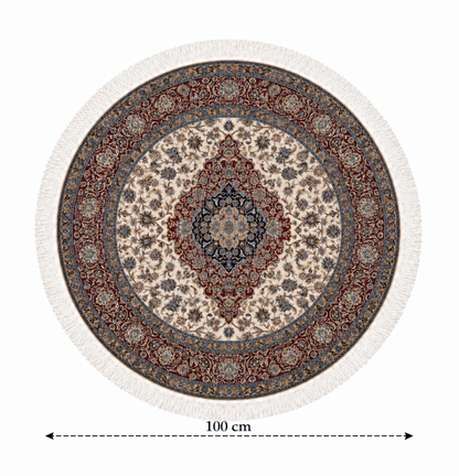 Royal Isfahan Medallion Round Silk Carpet 100cm Diameter