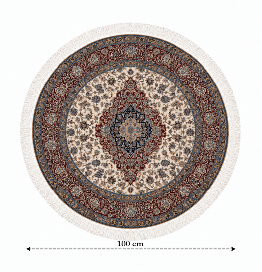 Royal Isfahan Medallion Round Silk Carpet 100cm Diameter