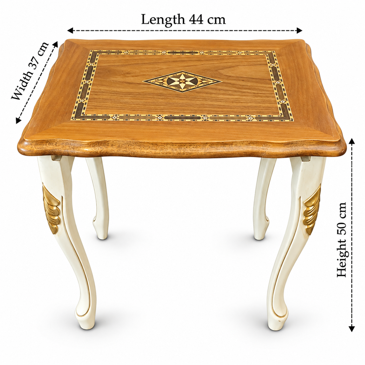 Anatolian Ivory Hand-Carved Beechwood Nesting Table Set 4in1