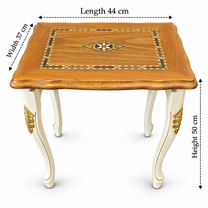 Anatolian Ivory Hand-Carved Beechwood Nesting Table Set 4in1