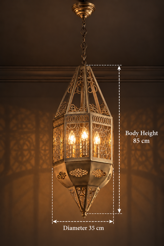Ottoman Palace Laser-Cut Turkish Brass Chandelier