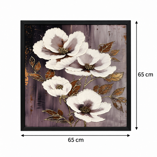 Golden Ivory Blossoms 3-in-1 Wall Art Frame
