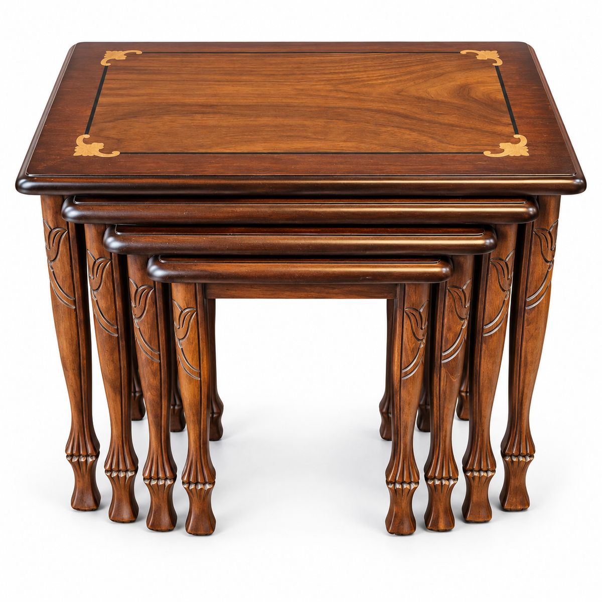 Ottoman Heritage Hand-Carved Beechwood Coffee Table Set 4in1
