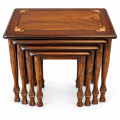 Ottoman Heritage Hand-Carved Beechwood Coffee Table Set 4in1