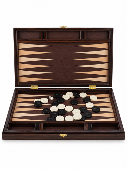 Ottoman Leather Backgammon Set
