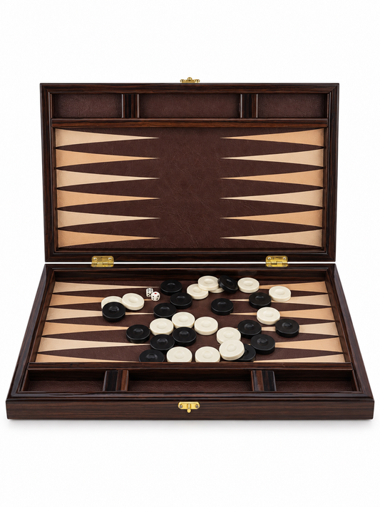 Ottoman Leather Backgammon Set