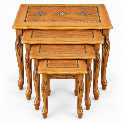 Anatolian Heritage Hand-Carved Beechwood Nesting Table Set 4in1