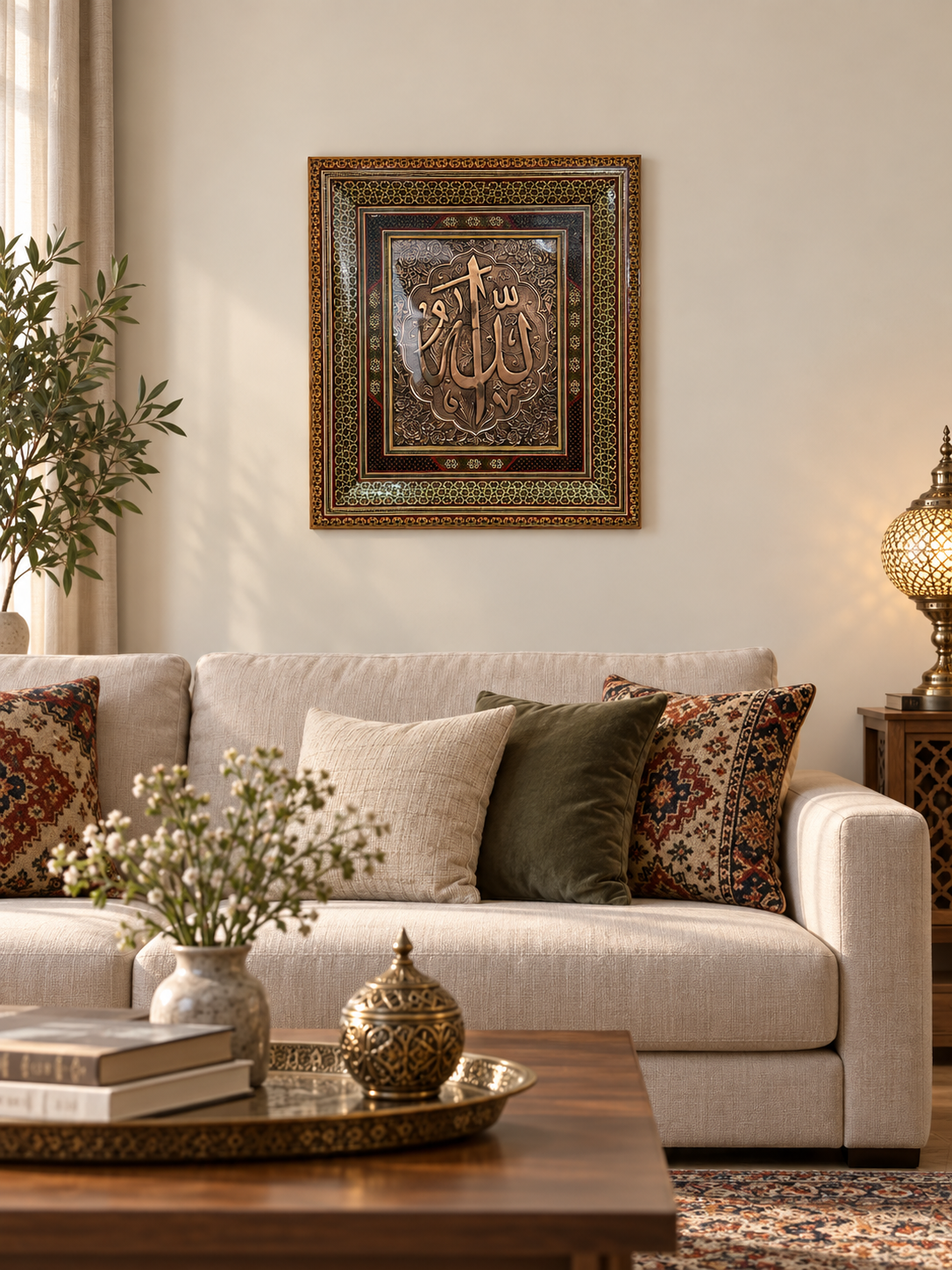 Handcrafted Copper Mosaic Ayat Wall Frame (50x45cm)