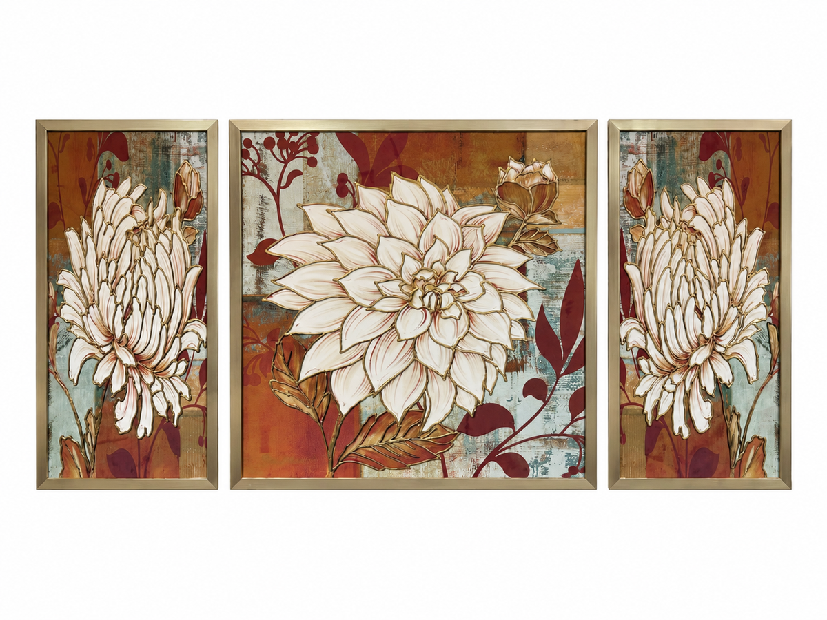 Golden Dahlia Bloom 3-in-1  Wall Art Frame