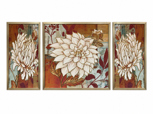 Golden Dahlia Bloom 3-in-1  Wall Art Frame