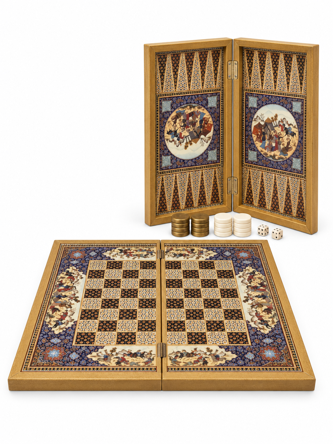 Turkish Ottoman Heritage 2-in-1 Chessboard & Backgammon Set