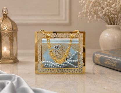 Mini Quran with Prayer Beads & Decorative Case Set -11241-