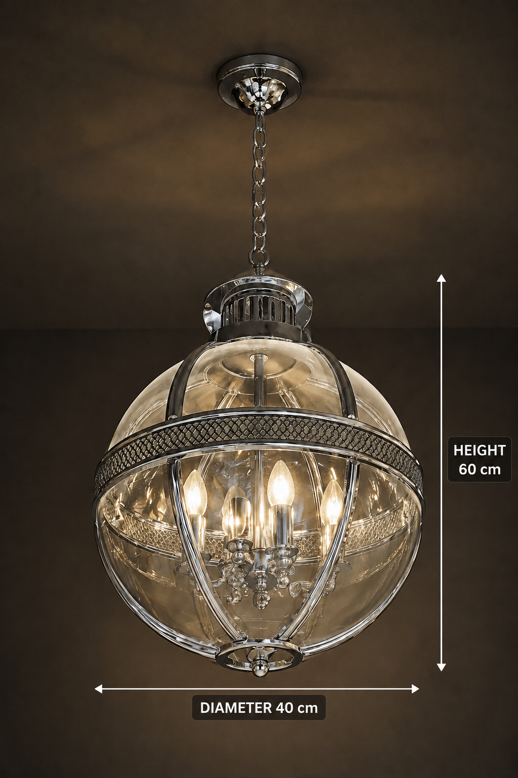 Ottoman Crystal Globe Pendant Lamp