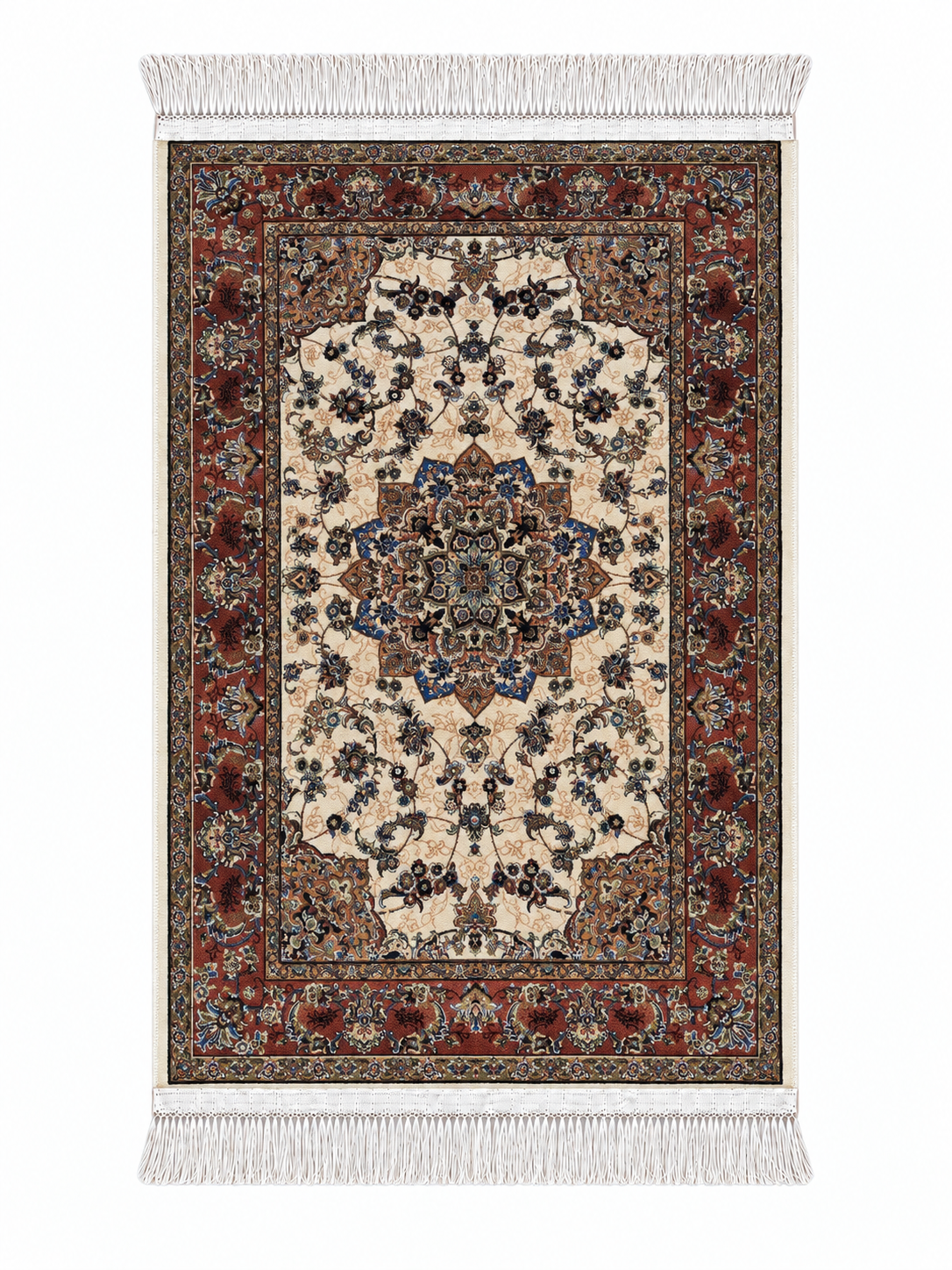 Persian Imperial Rosette Silk Carpet 60x90cm