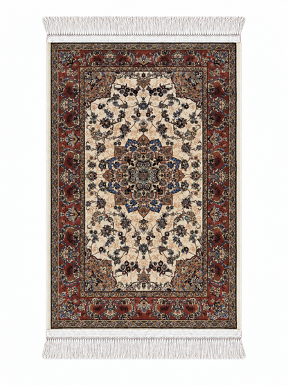 Persian Imperial Rosette Silk Carpet 60x90cm