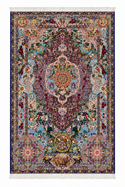 Imperial Garden Hand-Bordered Natural Wool & Silk Carpet 200x300 cm