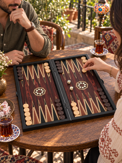 Anatolian Heritage Hand-Carved Wooden Backgammon Set