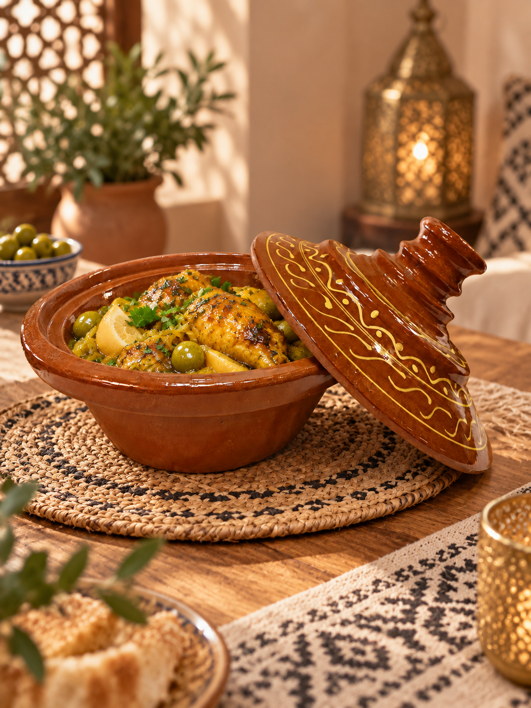 Hand-Painted Moroccan Clay Tajine (Ds02)