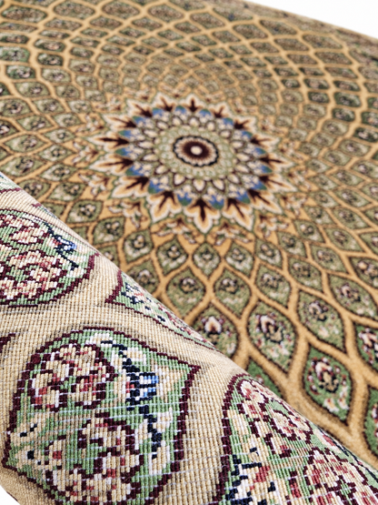 Qum Emerald Silk Medallion Carpet 60x90cm