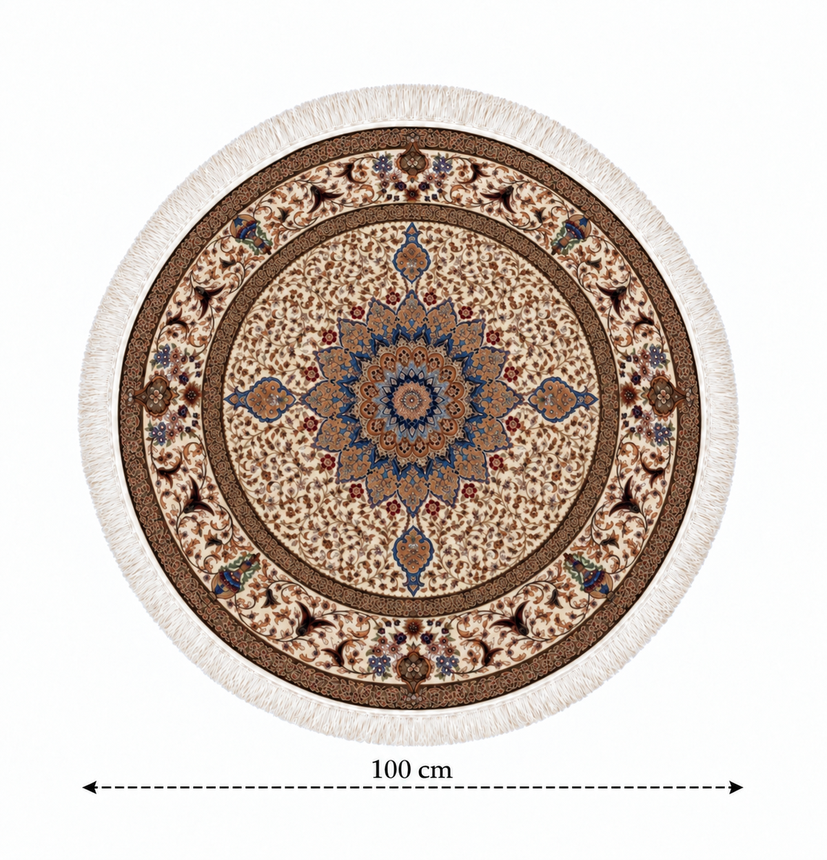 Imperial  Medallion Round Silk Carpet 100cm Diameter