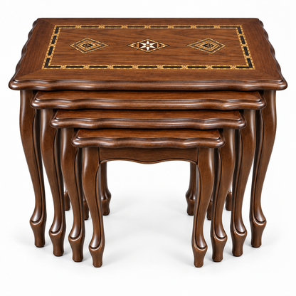 Anatolian Mosaic Beechwood Nesting Table Set 4in1