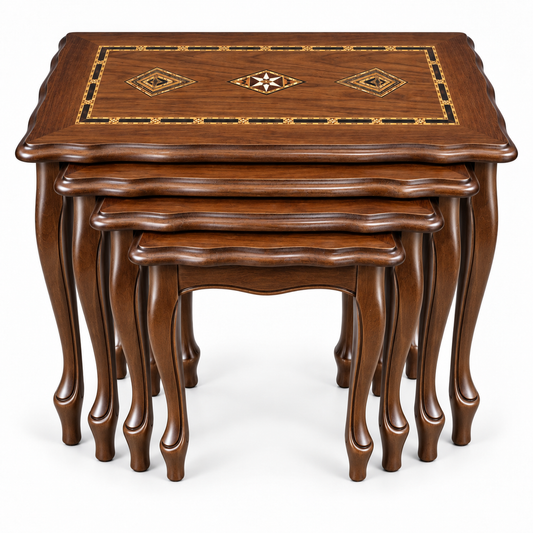 Anatolian Mosaic Beechwood Nesting Table Set 4in1