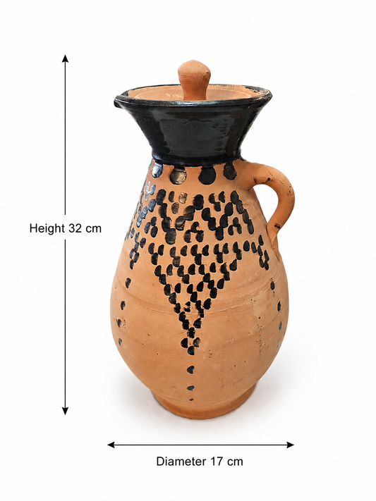 Hand-Painted Atlas Clay Moroccan Water Jar - M78