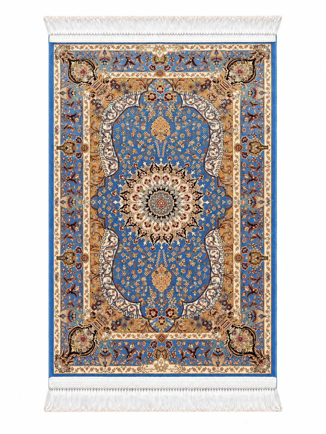 Sapphire Paradise Medallion Silk Carpet 60x90cm