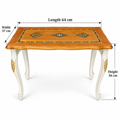 Anatolian Ivory Hand-Carved Beechwood Nesting Table Set 4in1